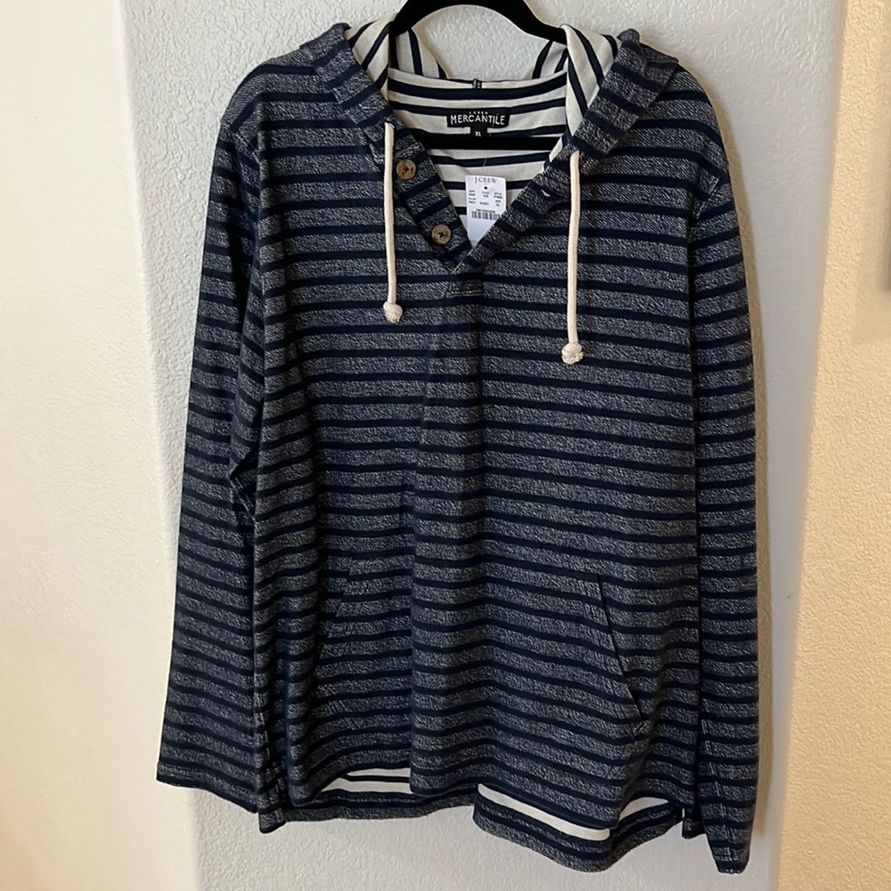 Men’s Navy & Blue Striped Hooded Pullover